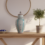 Handmade Ceramic "Shah" Vase (30cm) - Golden Horn Spirals & Dome Lid - Royal Iznik Decor - Image 4