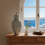 Handmade Ceramic "Shah" Vase (30cm) - Golden Horn Spirals & Dome Lid - Royal Iznik Decor - Image 2