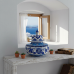 Handmade Ceramic Iznik Vase (Baba Nakkas Style) Blue and White Rumi Pattern Ginger Jar - Image 2