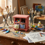 Handmade Wooden Mini Chest & Ceramic Drawer Set (4-Slot) - Rustic Vanity & Desk Organizer for Jewelry, Art Supplies, Trinkets - Image 5