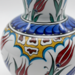 Handmade Ceramic Floral Vase (20cm) Red Tulip and Golden Garden Pattern - Image 4