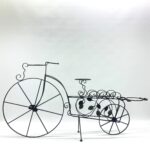 Hand Forged Iron Bicycle Planter (Three Tier) Hammered Texture & Leaf Design