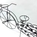 Hand Forged Iron Bicycle Planter (Three Tier) Hammered Texture & Leaf Design - Image 12