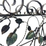 Hand Forged Iron Bicycle Planter (Three Tier) Hammered Texture & Leaf Design - Image 4