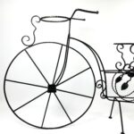 Hand Forged Iron Bicycle Planter (Three Tier) Hammered Texture & Leaf Design - Image 8