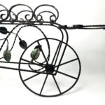 Hand Forged Iron Bicycle Planter (Three Tier) Hammered Texture & Leaf Design - Image 10