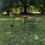 Hand Forged Iron Bicycle Planter (Three Tier) Hammered Texture & Leaf Design - Image 6