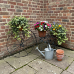 Hand Forged Iron Bicycle Planter (Three Tier) Hammered Texture & Leaf Design - Image 5