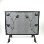 Hand-Forged Wrought Iron Fireplace Screen (Single Panel) Decorative Leaf Design Spark Guard - Image 4