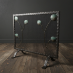 Hand-Forged Wrought Iron Fireplace Screen (Single Panel) Decorative Leaf Design Spark Guard - Image 2