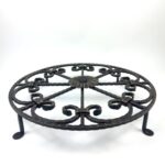 Hand-Forged Wrought Iron Round Wall Decor Medallion (Gold Patina) Floral Scroll Design - Image 5