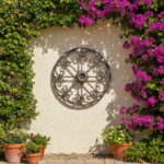 Hand-Forged Wrought Iron Round Wall Decor Medallion (Gold Patina) Floral Scroll Design - Image 3