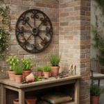 Hand-Forged Wrought Iron Round Wall Decor Medallion (Gold Patina) Floral Scroll Design - Image 4