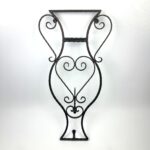 Hand-Forged Wrought Iron Vase Wall Art (Amphora Silhouette) Garden Wall Sculpture