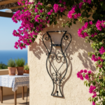 Hand-Forged Wrought Iron Vase Wall Art (Amphora Silhouette) Garden Wall Sculpture - Image 3