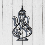 Hand-Forged Wrought Iron Teapot Wall Art (Pitcher Silhouette) Large Garden Wall Decor with Leaf Scroll - Image 3