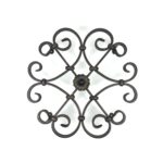 Hand-Forged Wrought Iron Wall Decor (Symmetrical Scroll & Rosette) 3D Architectural Wall Art