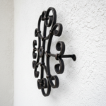 Hand-Forged Wrought Iron Wall Decor (Symmetrical Scroll & Rosette) 3D Architectural Wall Art - Image 3