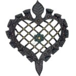 Hand-Forged Wrought Iron Heart Wall Decor (Ruffled Edge & Lattice Design) Antique Copper Finish