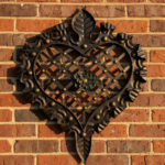 Hand-Forged Wrought Iron Heart Wall Decor (Ruffled Edge & Lattice Design) Antique Copper Finish - Image 2