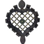 Hand-Forged Wrought Iron Heart Wall Decor (Ruffled Edge with Leaf Finials) Antique Copper Finish