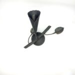 Hand-Forged Wrought Iron Wall Sconce Body (Botanical Lily & Leaf Design) Artistic Fixture