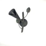 Hand-Forged Wrought Iron Wall Sconce Body (Botanical Lily & Leaf Design) Artistic Fixture - Image 4
