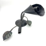 Hand-Forged Wrought Iron Wall Sconce Body (Botanical Lily & Leaf Design) Artistic Fixture - Image 5