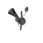 Hand-Forged Wrought Iron Wall Sconce Body (Botanical Lily & Leaf Design) Artistic Fixture - Image 5