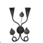 Hand-Forged Wrought Iron Double Wall Sconce Body (Botanical Twin Lily Motif) Artistic Fixture
