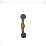 Hand-Forged Wrought Iron Door Pull (Wood Grip & Gold Patina) Deep Curved Entry Hardware