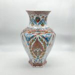Handmade Ceramic Iznik Vase (Faceted Form) Russet Brown and Turquoise Floral - Image 8
