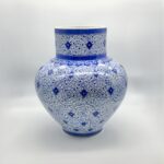 Handmade Ceramic Large Iznik Vase Monumental Size Blue and White Golden Horn (Halic) Style Scroll Pattern - Image 9