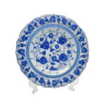 Handmade Ceramic Iznik Decorative Platter (Scalloped Rim) Classic Blue and White