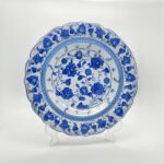 Handmade Ceramic Iznik Decorative Platter (Scalloped Rim) Classic Blue and White - Image 7