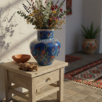 Handmade Ceramic Large Iznik Vase (Monumental Size) Cobalt Blue Background Floral - Image 3