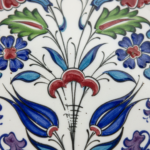 Handmade Ceramic Iznik Plate (Classic Floral Style) Red Rose and Hyacinth Pattern - Image 5