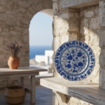 Handmade Ceramic Iznik Decorative Platter (Scalloped Rim) Classic Blue and White - Image 6