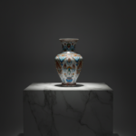 Handmade Ceramic Iznik Vase (Faceted Form) Russet Brown and Turquoise Floral