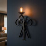 Hand-Forged Wrought Iron Wall Sconce Body (Gold Patina Scrollwork) Classical Architectural Fixture - Image 3