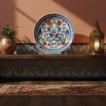 Handmade Ceramic Iznik Plate (Classic Floral Style) Red Rose and Hyacinth Pattern - Image 3