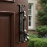 Hand-Forged Wrought Iron Drop Pull & Door Knocker (Gold Patina) Medieval Swing Hardware - Image 3