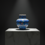 Handmade Ceramic Large Iznik Vase (Monumental Size) Cobalt Blue Background Floral