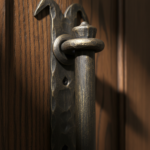 Hand Forged Wrought Iron Door Pull Handle Gold Patina Classical Architectural Hardware - Image 3