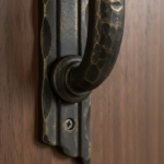 Hand-Forged Wrought Iron Door Pull Handle (Gold Patina) Deep Curved Barn Hardware - Image 3