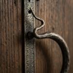 Hand-Forged Wrought Iron Door Pull (Gold Patina) Medieval D-Handle Statement Hardware - Image 3