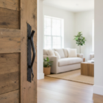 Hand-Forged Wrought Iron Door Pull (Gold Patina) Raw Edge Rustic Entry Hardware - Image 2