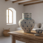 Handmade Ceramic Large Iznik Vase Monumental Size Golden Horn (Halic) Style Scroll Pattern - Image 2