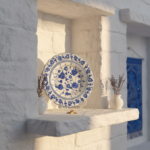 Handmade Ceramic Iznik Decorative Platter (Scalloped Rim) Classic Blue and White - Image 2