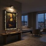 Da Vinci's Reflections: Mona Lisa Textured Print Handmade Illuminated Stones 123cm Type C Rechargeable LED Wall Art - Image 5